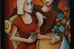 Jeanette Jarville, "I Wanna Hold Your Hand", 2017, Acrylic on Panel, Framed, 14 x 12 inches. Estimate: $650